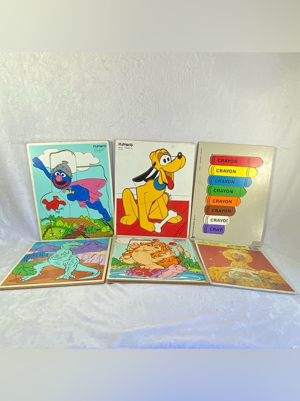 Playskool/Judy Vintage Golden Wooden Puzzles Lot of 6 Disney Sesame Kids